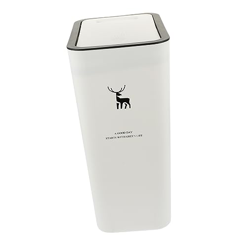 Caneca de basura rectangular con tapa de prensa blanco