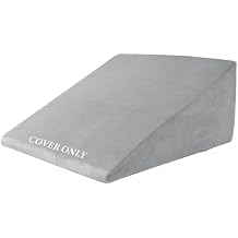 HOMBYS Ultra Soft Velvet Bed Wedge Pillow Cover-Super Soft Fleece Pillowcase with Zipper Design, Removable & Machine Washable Pillowcase, Light Grey, 25"x25"x10.5"