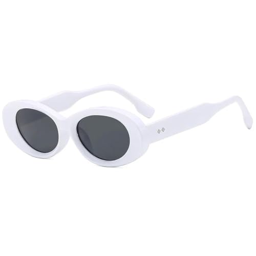 Lunettes de soleil rondes anti-éblouissement rétro blanc gris pour femme active