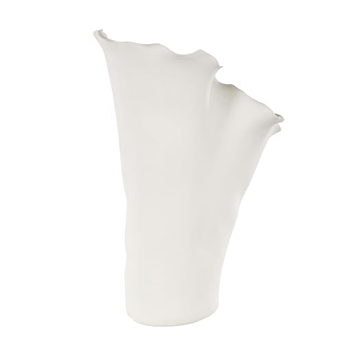Image of Deco 79 Ceramic Floral Decorative Vase Abstract Floral Inspired Centerpiece Vase, Flower Vase for Home Decoration 9 inch x 11 inch x 16 inch, Cream