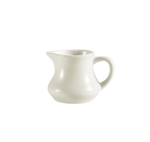 CAC China PC-6-AW 6-Ounce Stoneware Creamer, 4-1/2 by 3-1/2 by 2-1/2-Inch, American White, Box of 36