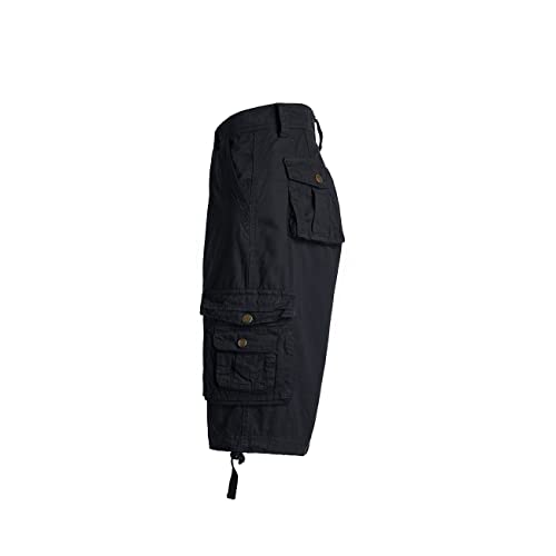Leehanton Mens Cargo Shorts Quick Dry Summer Hiking Multi Pockets Performance Loose Fit Twill Short Black 38 #TOP2