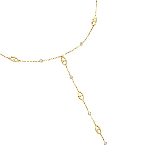 Générique Collier Sautoir en Y Femme - Maille Grain de Café & Marine - Finition Or 18K sur Acier...