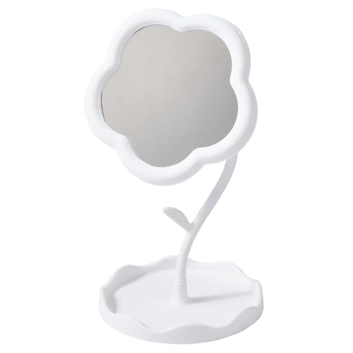Espejo para maquillaje con base flor blanca 19.5x10.5 cm