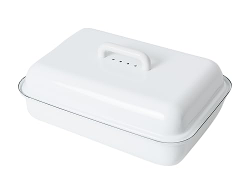 Riess, 0616-033, Emaille Brotdose mit Deckel, CLASSIC-WEISS, Länge 37cm, Breite 26 cm, Emaille, weiß, Brotkasten