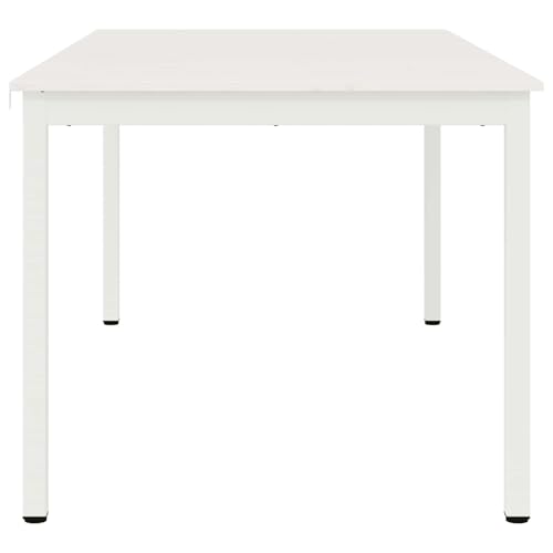 Gecheer Dining Table White 180 x 90 x 75 cm Solid Pine Wood table Model892794 - Image 6