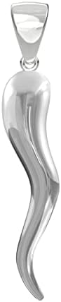 US Jewels Men's 925 Sterling Silver Italian Horn Good Luck Pendant, 26mm