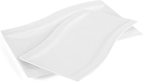MALACASA, Series Flora, Dinner Plate Set with 1-Piece 11" Rectangular Plate and 1-Piece 13.25" Rectangular Plate Serving Platters Tray, Set of 2