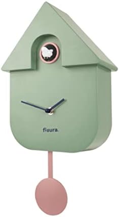 Fisura - Cuckoo Clock. Wall Clock with Pendulum. Original Wall Clock to give as a Gift. 3 AA Batteries not Included. 21,5x8x41,5. ABS Plastic. (Green)