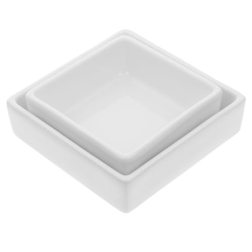 Cabilock 2 Pièces Assiette à Goûter En Céramique Assiettes Apéritives Assiettes à Collation Carrées Planches De Charcuterie Grand Bol Coupes à Dessert Avec Couvercles Anneau Plat Blanche