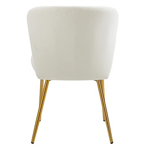 Anour Modern Dining Chairs, Velvet Accent Chair, Living Room Chairs, Set Of 2, Upholstered Side Chair With Golden Metal Legs For Dining Room Kitchen Vanity Patio (White, 2 Pack) #TOP7