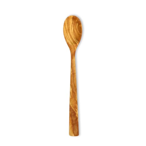 Justa la Fusta - Cuchara mediana de madera de olivo fabricada a mano en España, utensilio de cocina en olivo artesanal - 31,5cmsx5cms - 41gr