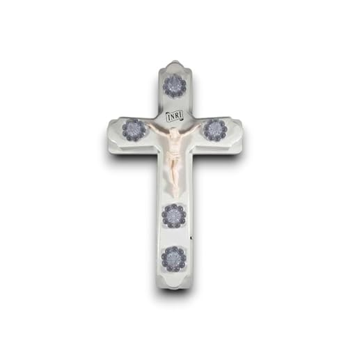 Generico Crocifisso Croce votiva elettrica a 5 LED a Pile intercambiabili 26x16cm