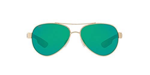Costa Del Mar Women s Loreto Polarized Aviator Sunglasses, Rose Gold Copper Green Mirrored Polarized-580P, 56 mm