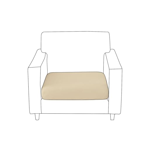 Image of HOKIPO 100% Waterproof Stretchable Seat Couch Cushion Cover, 1 Seater, Beige (NEW-AR-5352-BGE)