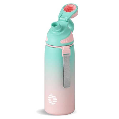 Fjbottle Stainless Steel Insulated Sports Water Bottle 20oz, BPA-Free, Double-Wall Vacuum, Magnetic Cap, No Straw, Cup Brush Included - Ideal Thermos for School, Fitness, and Outdoor Activities.