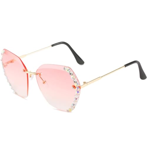 Lunettes de soleil rose dégradé tendance oversize sans monture