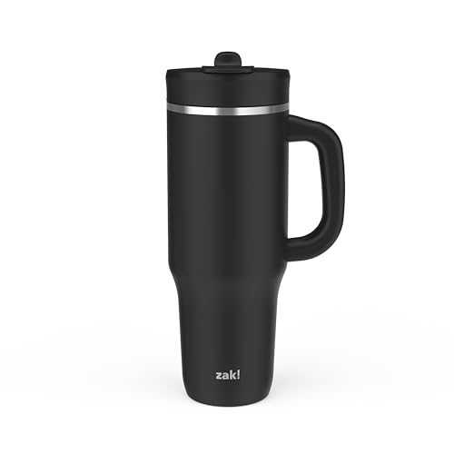 Comparison: best zak thermal cup 9 Zak Designs Harmony 2-in-1 Coffee Tumbler for Travel or At Home, 40oz Recycled Stainless Steel is Leak-Proof When Closed and Vacuum Insulated with Handle (Ebony Black)