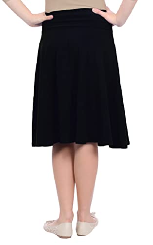 Kosher Casual Women's Skater Skirt Knee Length with Foldover Waistband - Light Cotton Fabric3
