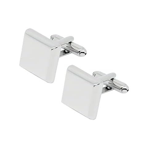 Jonwo Square Blank Black Silver Gold Cufflinks for Men with Gift Box Shiny Polished Men Cufflinks for Wedding Daily Tuxedo Shirt Party Birthday Anniversary Present (Silver) Cover