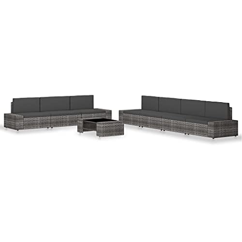 Mimdixy Juego de muebles de jardín de 8 piezas, polirratán, gris