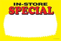 Cyb211 Retail Price Signs, Cards "In Store Special" Red & Yellow "Sale" Pack Of 100 (5 1/2" X 7") #TOP29