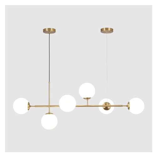 Lampe Spoutnik réglable dorée avec 6 globes en verre pour salle à manger