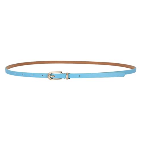 LECTNORE Ceinture fine en cuir pour femme avec boucle en métal pour jeans et pantalons (bleu clair)