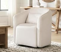 CHIC HOUSE Boucle Swivel Chair, White