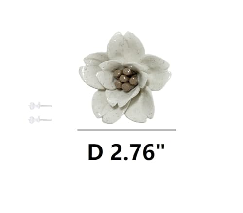Image of Ceramic Flower Wall Art Decor, Artificial Flower Wall Sculpture,Handmade Ceramic Flowers for Home,Hallway,Living Room, Kitchen,Bathroom (Spotted Color,Snow Lotus, 2.76 inch)