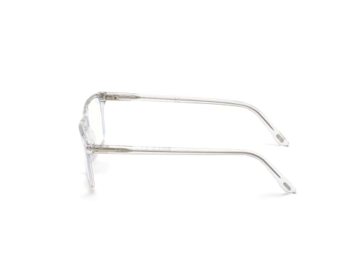 Image of Tom Ford Eyeglasses FT 5735 -B 026 Shiny Crystal, Palladium t Logo /Blue Bloc