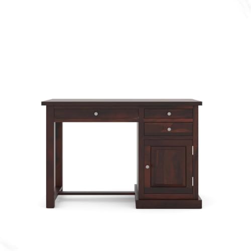 Image of Solid Sheesham Wooden Study Table & Desk with Drawer for Office and Home | Computer Laptop Table | Reading & Writing Desk | Laptop Desk (Walnut B)