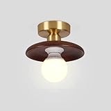【Fabrication artisanale haut de gamme en laiton massif et bois】 Soigneusement confectionné avec un dais en laiton massif de haute qualité, gage de durabilité et d'élégance, associé à un socle en bois massif véritable finition noyer foncé. Ce mariage exquis de matériaux assure à la fois une solidité à toute épreuve et une esthétique raffinée pour une beauté durable.