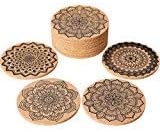 Tatuo 12 Pieces Cork Coasters for Drinks Absorbent Reusable Cup Mat Drink Coaster for Home Restaurant Office and Bar, 4 Inches