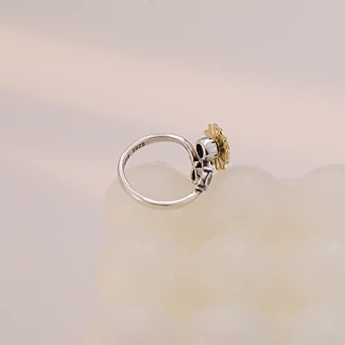 Sterling Silver Fidget Anxiety Ring for Women Adjustable Open Fidget Rings for Anxiety Fidget Relieving Stress Sunflower Moon Star Stackable Rings Jewelry3