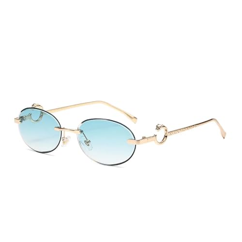 Lunettes de soleil ovales sans monture métal UV400 verres dégradés luxe punk pour femme homme