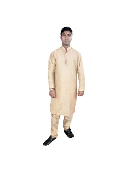 Just NiceMen's Cotton Blend Yellow Straight Kurta(Kurta_P_02)