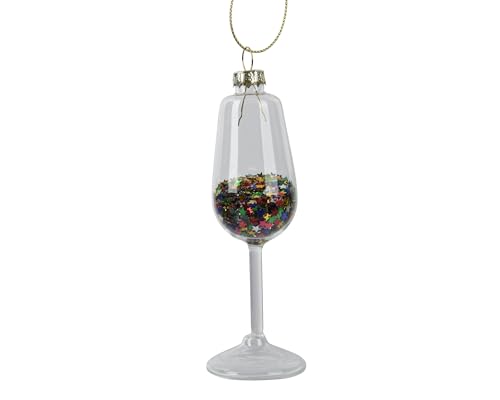 Kaemingk Christbaumschmuck Glas 11,5cm - Sektglas mit Füllung Figur...