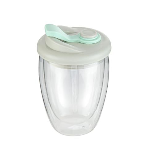 Restaurantware - Forma Professional 11.8 Ounce Insulated Travel Mug With Lid, 1 Double Wall Coffee Mug - Includes Lid, Reusable, Clear Borosilicate Glass Tumbler, Dishwashable, Microwavable