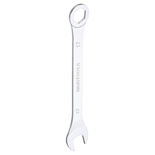 Image of sourcing map Thin Combination Wrench Metric 17mm 6-Point Ended Box 15 Degree Offset Open End CR-V Chrome Plated Steel, Silver