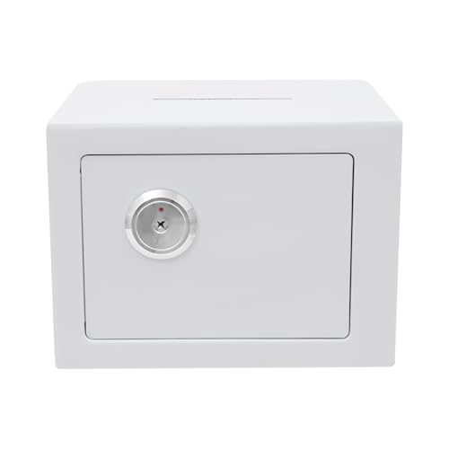 Cassaforte per chiavi, con serratura con fessura, cassaforte da 4,6 l, per casa, salvadanaio, cassaforte con chiave, cassaforte meccanica per la casa con chiave (bianco)