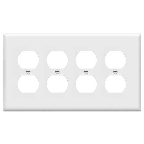 ENERLITES Duplex Receptacle Outlet Wall Plate, Gloss Finish, Midway Size 4-Gang 4.88