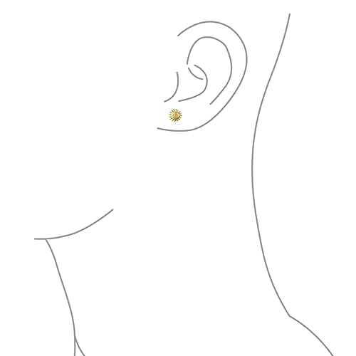 Écrous d'oreilles or jaune 10K anti-allergie soleil céleste - 3