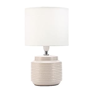 Pauleen 48219 Luminaria de sobremesa Bright Soul, máx. 20 W, hecha a mano, crema, beige, lámpara para mesita de noche estilo boho, tela, cerámica, E14