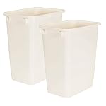 Rubbermaid 21 Quart Traditional Rectangular Plastic Open Wastebasket Trash Can for Kitchen, Bathroom, and Home Office, Bisque (2 Pack)