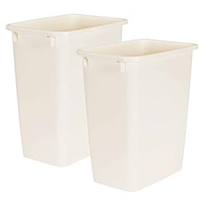 Rubbermaid 21 Quart Traditional Kitchen, Bathroom, and Office Rectangular Plastic Open Wastebasket Trash Can, Bisque (2 Pack)