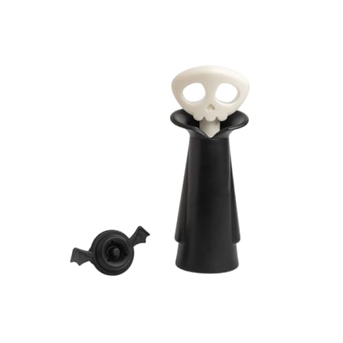 OTOTO New Spookelier Wine Saver Pump and 3 Wine Stopper - Wine Bottle Stoppers for Wine Bottles, Wine Stoppers Vacuum, Spooky Goth Accessories, Fun Skull Halloween Goth Kitchen, Goth Gifts Gadgets