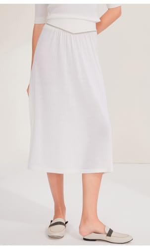 Women's Flowy 100% Wool Fall Skirt, Elastic Waistband, Casual A-Line Style Women's Clothing, BC10902