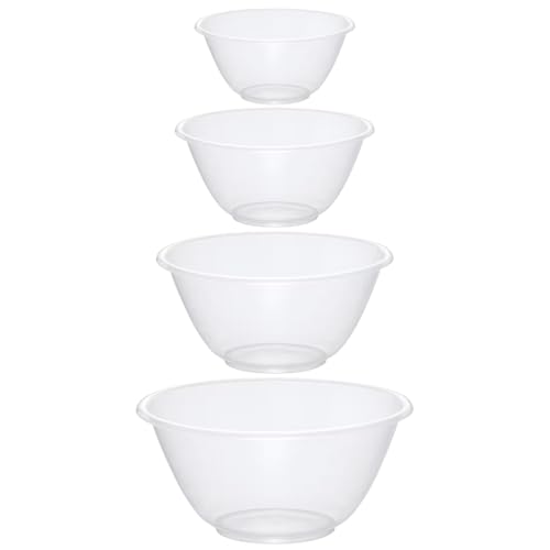 eMKay® Set of 4 Clear Plastic Mixing Bowls (15cm,20cm,25cm,30cm) BPA-Free, Lightweight, Food Microwave Dishwasher Safe|Multipurpose Nesting Bowl Set for Kitchen, Baking, Salad, Parties & Outdoor Use