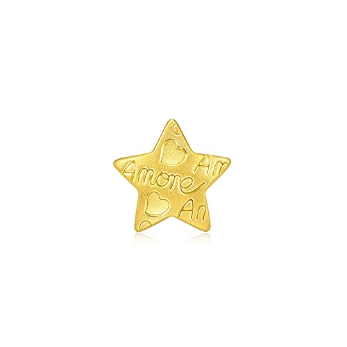 CHOW SANG SANG 999 24K Solid Gold Star with message 'Amore' Single Stud Earring 92645E (Sold Single Not Pair)2
